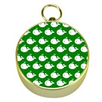 Cute Whale Illustration Pattern Gold Compasses Front