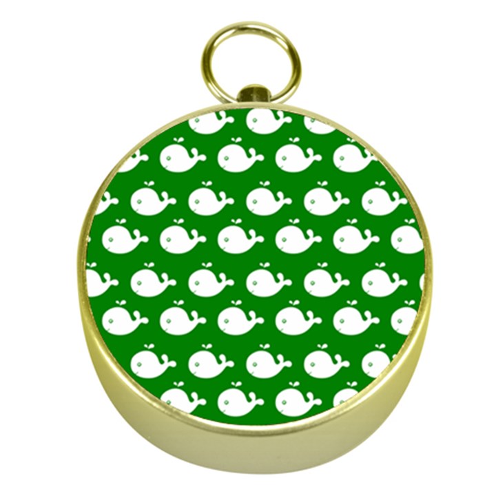 Cute Whale Illustration Pattern Gold Compasses