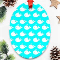 Cute Whale Illustration Pattern Ornament (oval) by GardenOfOphir