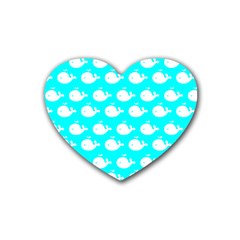 Cute Whale Illustration Pattern Rubber Heart Coaster (4 Pack) by GardenOfOphir