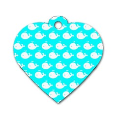 Cute Whale Illustration Pattern Dog Tag Heart (one Side) by GardenOfOphir