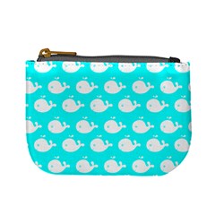 Cute Whale Illustration Pattern Mini Coin Purse by GardenOfOphir