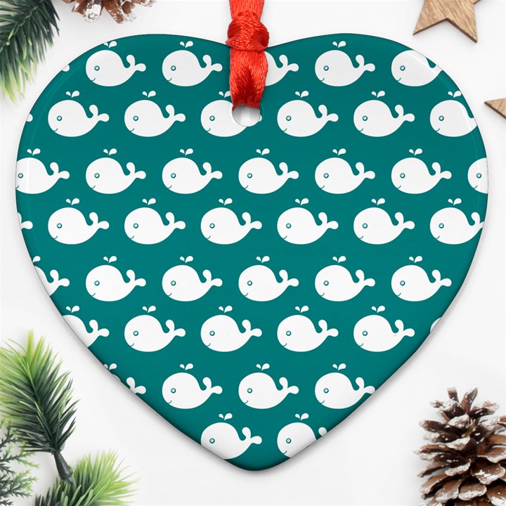 Cute Whale Illustration Pattern Ornament (Heart)