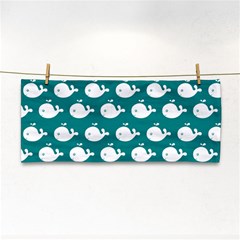 Cute Whale Illustration Pattern Hand Towel by GardenOfOphir