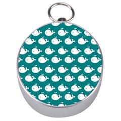 Cute Whale Illustration Pattern Silver Compasses by GardenOfOphir