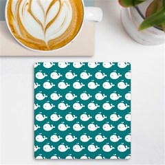 Cute Whale Illustration Pattern Uv Print Square Tile Coaster  by GardenOfOphir