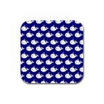 Cute Whale Illustration Pattern Rubber Square Coaster (4 pack) Front