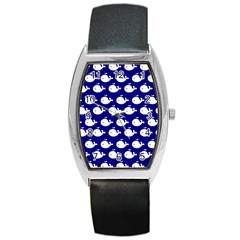 Cute Whale Illustration Pattern Barrel Style Metal Watch by GardenOfOphir