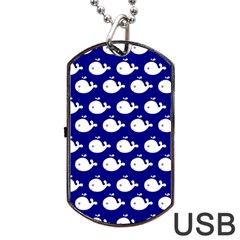 Cute Whale Illustration Pattern Dog Tag Usb Flash (two Sides) by GardenOfOphir