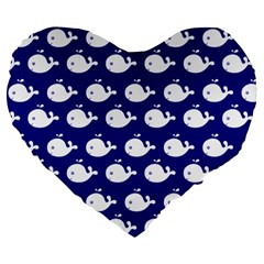 Cute Whale Illustration Pattern Large 19  Premium Heart Shape Cushions by GardenOfOphir