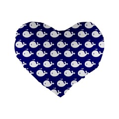 Cute Whale Illustration Pattern Standard 16  Premium Flano Heart Shape Cushions by GardenOfOphir