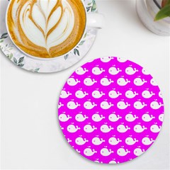 Cute Whale Illustration Pattern Uv Print Round Tile Coaster by GardenOfOphir