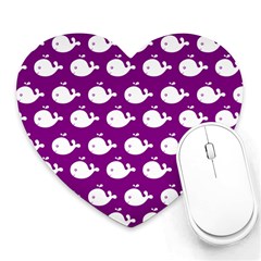 Cute Whale Illustration Pattern Heart Mousepad by GardenOfOphir