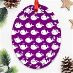 Cute Whale Illustration Pattern Ornament (Oval Filigree) Front