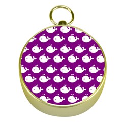 Cute Whale Illustration Pattern Gold Compasses by GardenOfOphir