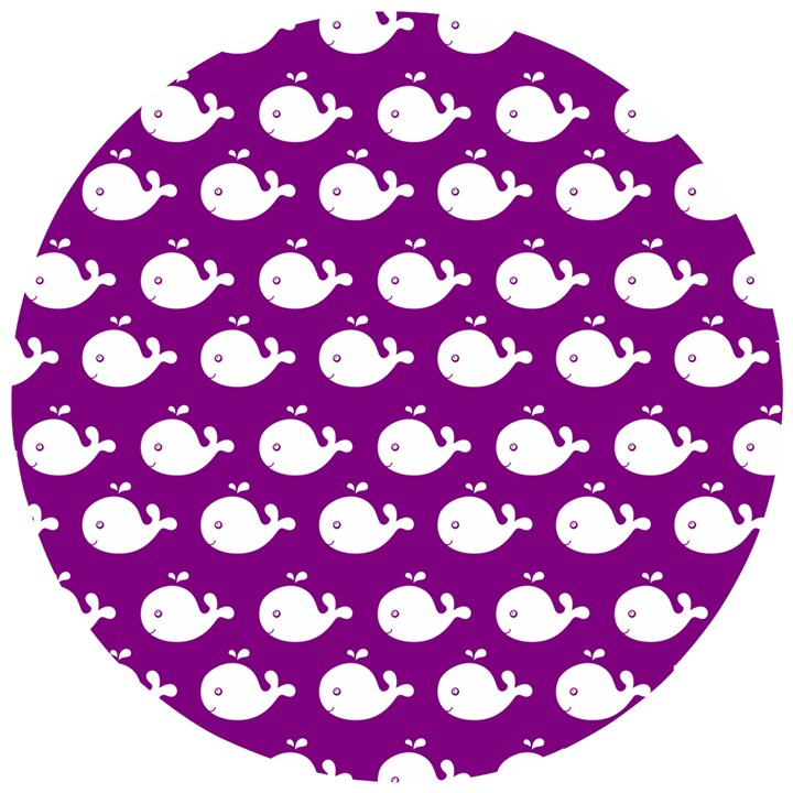 Cute Whale Illustration Pattern Wooden Puzzle Round