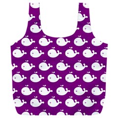 Cute Whale Illustration Pattern Full Print Recycle Bag (xxl) by GardenOfOphir