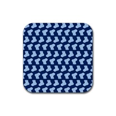 Blue Cute Baby Socks Illustration Pattern Rubber Coaster (square) by GardenOfOphir