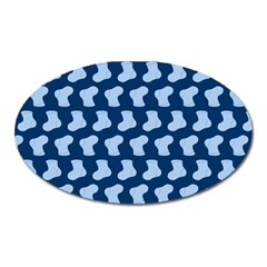 Blue Cute Baby Socks Illustration Pattern Oval Magnet by GardenOfOphir