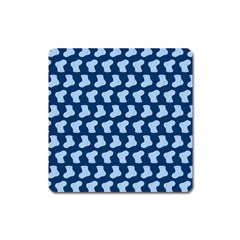 Blue Cute Baby Socks Illustration Pattern Square Magnet by GardenOfOphir