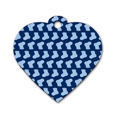 Blue Cute Baby Socks Illustration Pattern Dog Tag Heart (one Side) by GardenOfOphir