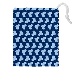 Blue Cute Baby Socks Illustration Pattern Drawstring Pouch (4xl) by GardenOfOphir