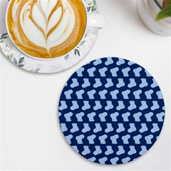 Blue Cute Baby Socks Illustration Pattern Uv Print Round Tile Coaster by GardenOfOphir