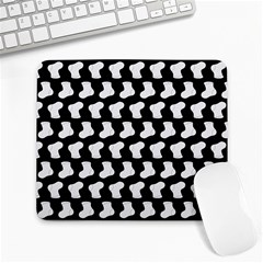 Black And White Cute Baby Socks Illustration Pattern Large Mousepad by GardenOfOphir