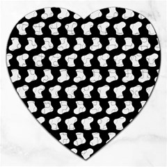 Black And White Cute Baby Socks Illustration Pattern Jigsaw Puzzle (heart) by GardenOfOphir