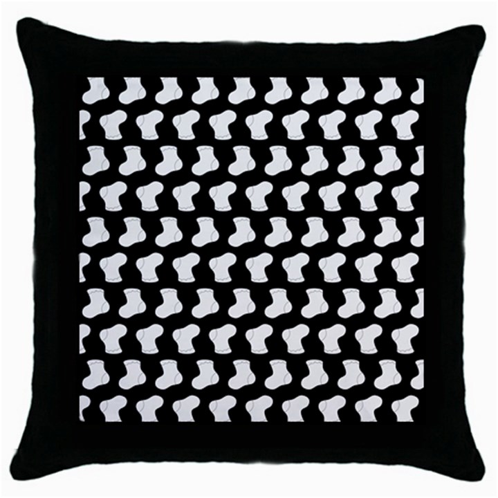 Black And White Cute Baby Socks Illustration Pattern Throw Pillow Case (Black)