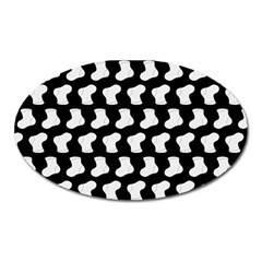 Black And White Cute Baby Socks Illustration Pattern Oval Magnet by GardenOfOphir