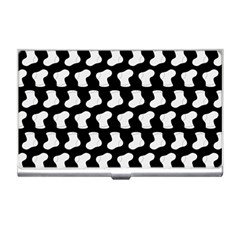 Black And White Cute Baby Socks Illustration Pattern Business Card Holder by GardenOfOphir