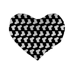 Black And White Cute Baby Socks Illustration Pattern Standard 16  Premium Heart Shape Cushions by GardenOfOphir