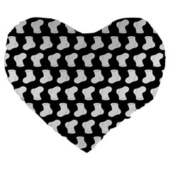 Black And White Cute Baby Socks Illustration Pattern Large 19  Premium Flano Heart Shape Cushions by GardenOfOphir