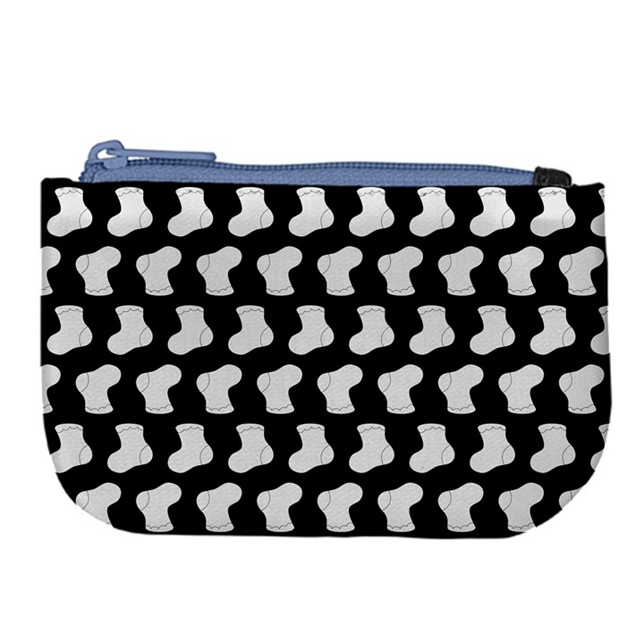 Black And White Cute Baby Socks Illustration Pattern Large Coin Purse