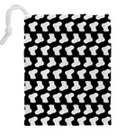 Black And White Cute Baby Socks Illustration Pattern Drawstring Pouch (5XL) Back