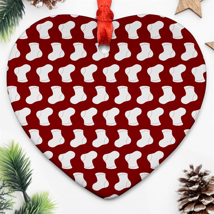 Cute Baby Socks Illustration Pattern Heart Ornament (Two Sides)