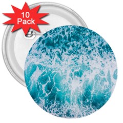 Tropical Blue Ocean Wave 3  Buttons (10 Pack)  by Jack14