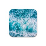 Tropical Blue Ocean Wave Rubber Square Coaster (4 pack) Front