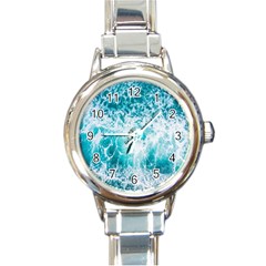 Tropical Blue Ocean Wave Round Italian Charm Watch by Jack14