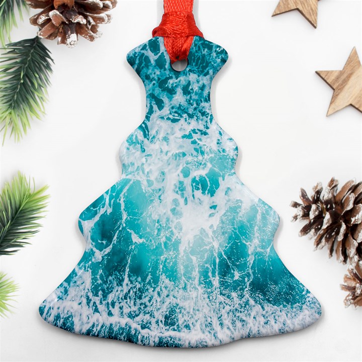 Tropical Blue Ocean Wave Christmas Tree Ornament (Two Sides)