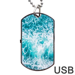 Tropical Blue Ocean Wave Dog Tag Usb Flash (one Side) by Jack14