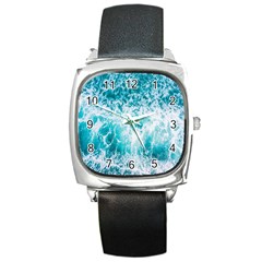 Tropical Blue Ocean Wave Square Metal Watch by Jack14