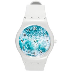 Tropical Blue Ocean Wave Round Plastic Sport Watch (m) by Jack14