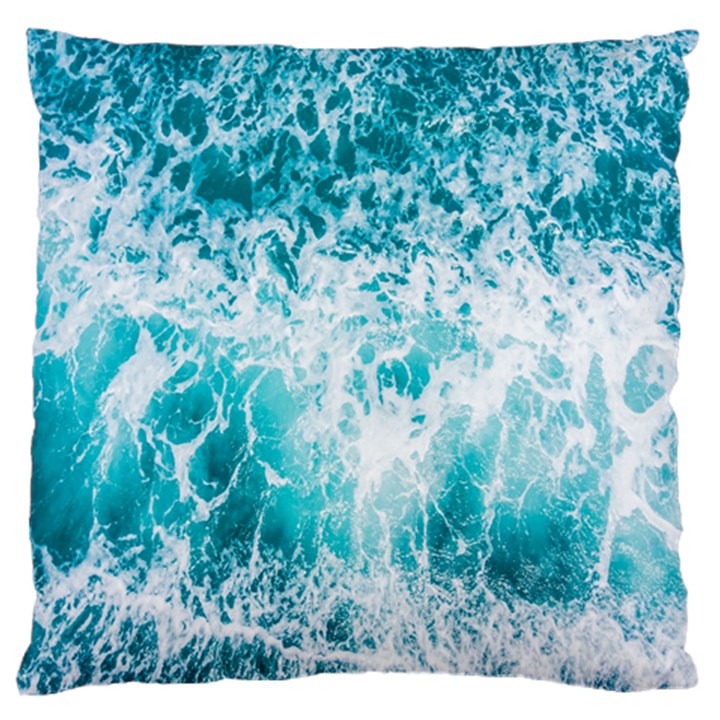 Tropical Blue Ocean Wave Large Premium Plush Fleece Cushion Case (One Side)