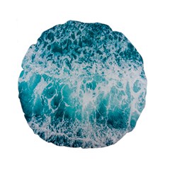 Tropical Blue Ocean Wave Standard 15  Premium Flano Round Cushions by Jack14