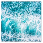 Tropical Blue Ocean Wave Square Satin Scarf (36  x 36 ) Front