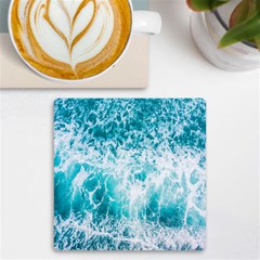 Tropical Blue Ocean Wave Uv Print Square Tile Coaster  by Jack14