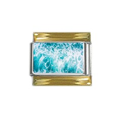 Tropical Blue Ocean Wave Gold Trim Italian Charm (9mm) by Jack14