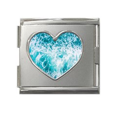 Tropical Blue Ocean Wave Mega Link Heart Italian Charm (18mm) by Jack14